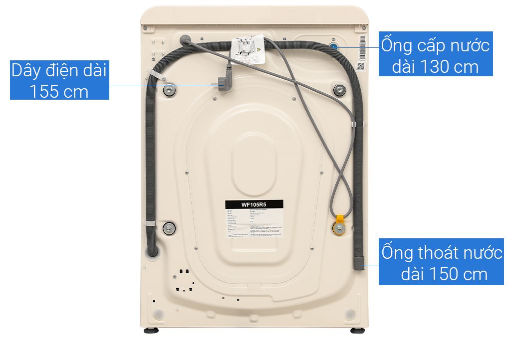 Máy giặt Hisense Roman Holiday Inverter 10.5 kg WF105R5 Màu Trắng - vàng đồng