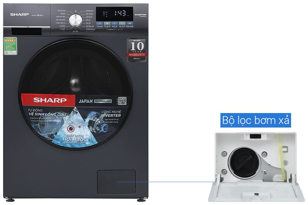 Máy giặt Sharp Inverter 9 kg ES-FM90CB-SB Màu Xanh Đậm