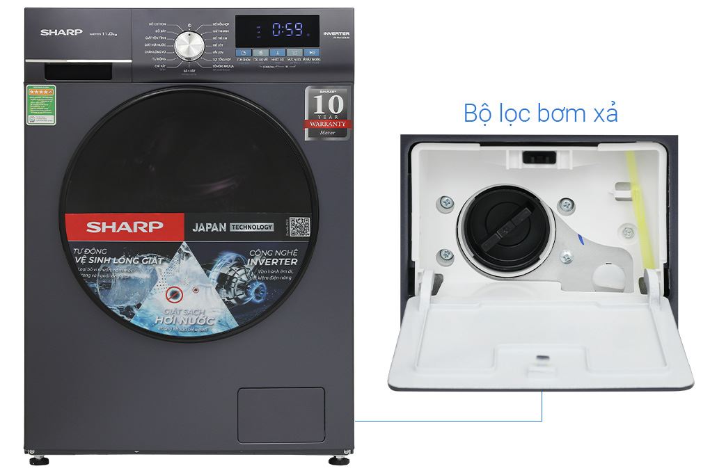 Máy giặt Sharp Inverter 11 kg ES-FM110CB-SB Màu Xanh Đậm