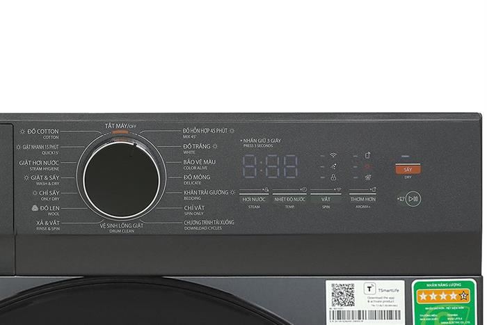 Máy giặt sấy Toshiba Inverter giặt 13 kg - sấy 8 kg TWD-T21BU140UWV(MG) Màu Xám đậm