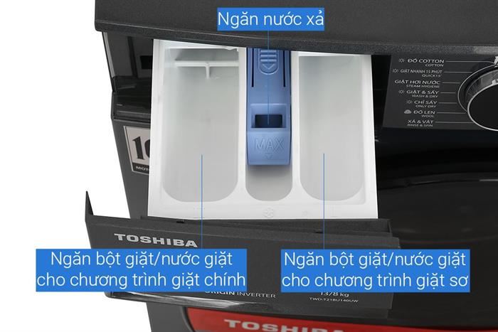 Máy giặt sấy Toshiba Inverter giặt 13 kg - sấy 8 kg TWD-T21BU140UWV(MG) Màu Xám đậm