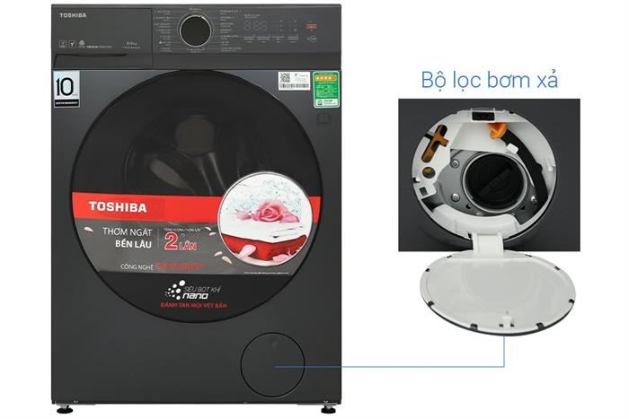 Máy giặt sấy Toshiba Inverter giặt 13 kg - sấy 8 kg TWD-T21BU140UWV(MG) Màu Xám đậm