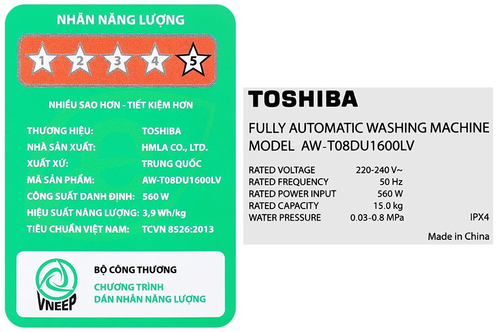 Máy giặt Toshiba Inverter 15 kg AW-T08DU1600LV(MK) Màu Xám đậm