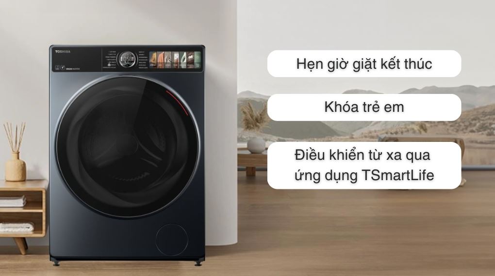 Máy giặt sấy Toshiba Inverter giặt 10.5 kg - sấy 7 kg TWD-T27BZP115MWV(MG) - Tiện ích