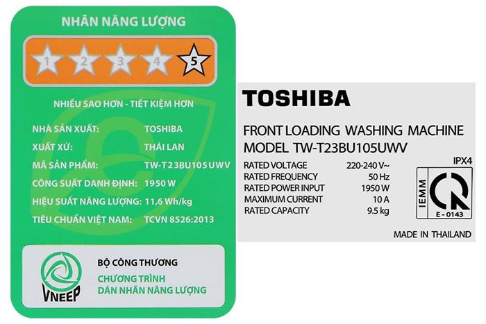 Máy giặt Toshiba Inverter 9.5 kg TW-T23BU105UWV(MG) Màu Xám đậm
