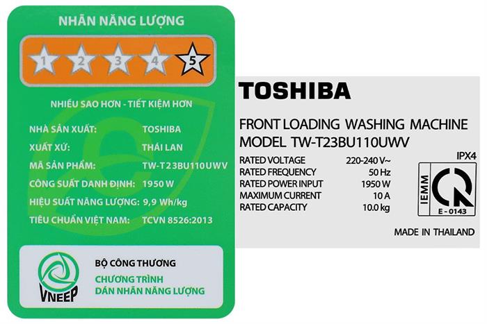 Máy giặt Toshiba Inverter 10 kg TW-T23BU110UWV(MG) Màu Xám đậm