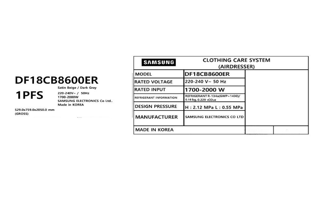 Tủ chăm sóc quần áo thông minh Samsung Bespoke AirDresser 3 móc DF18CB8600ERSV Màu Tráng gương