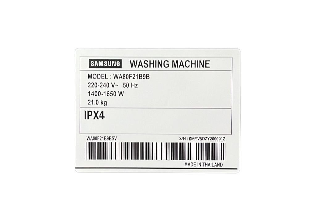 Máy giặt Samsung Inverter 21 kg WA80F21B9BSV Màu Đen