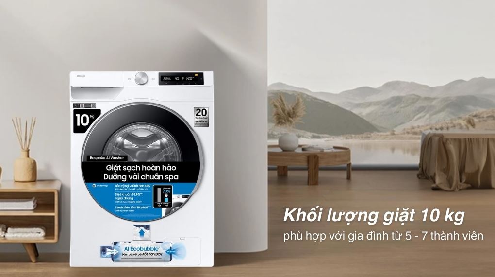 Máy giặt Samsung AI EcoBubble Inverter 10 kg WW10DG6U34LESV - Khối lượng giặt