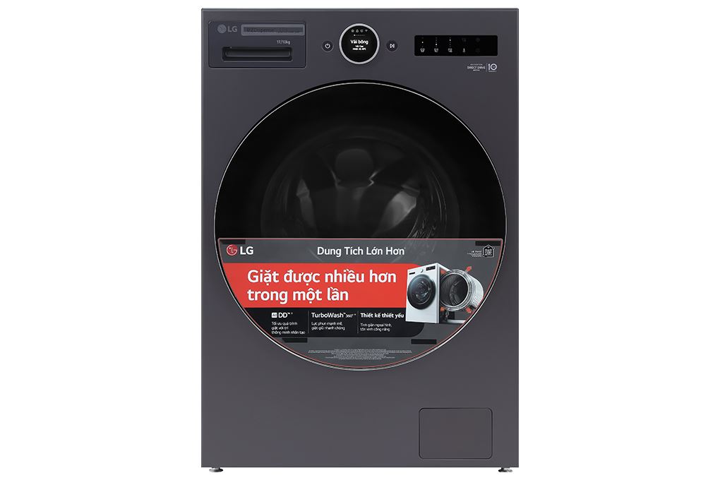 Máy giặt sấy LG Inverter giặt 17 kg - sấy 10 kg F2517RNTG Màu Ghi đen