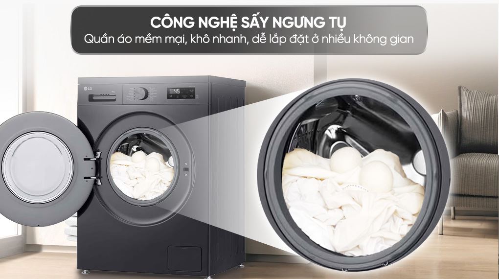 Máy giặt sấy LG Inverter giặt 9 kg - sấy 5 kg FB1209D5M - Sấy ngưng tụ
