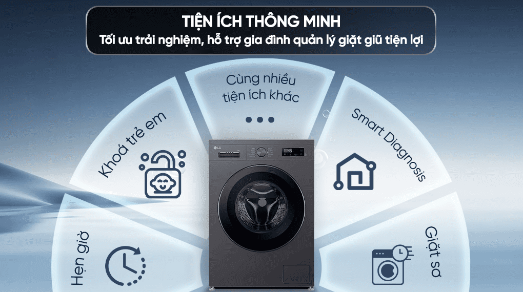 Máy giặt sấy LG Inverter giặt 9 kg - sấy 5 kg FB1209D5M - Đa dạng tiện ích