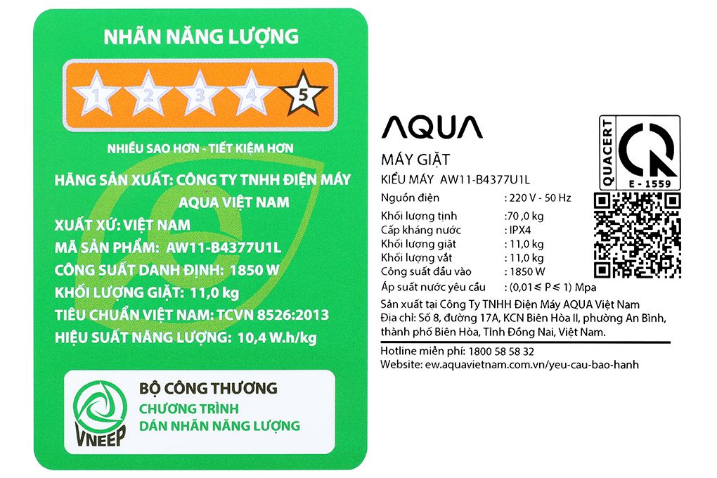 Máy giặt Aqua Inverter 11 kg AW11-B4377U1L(GN) - 10