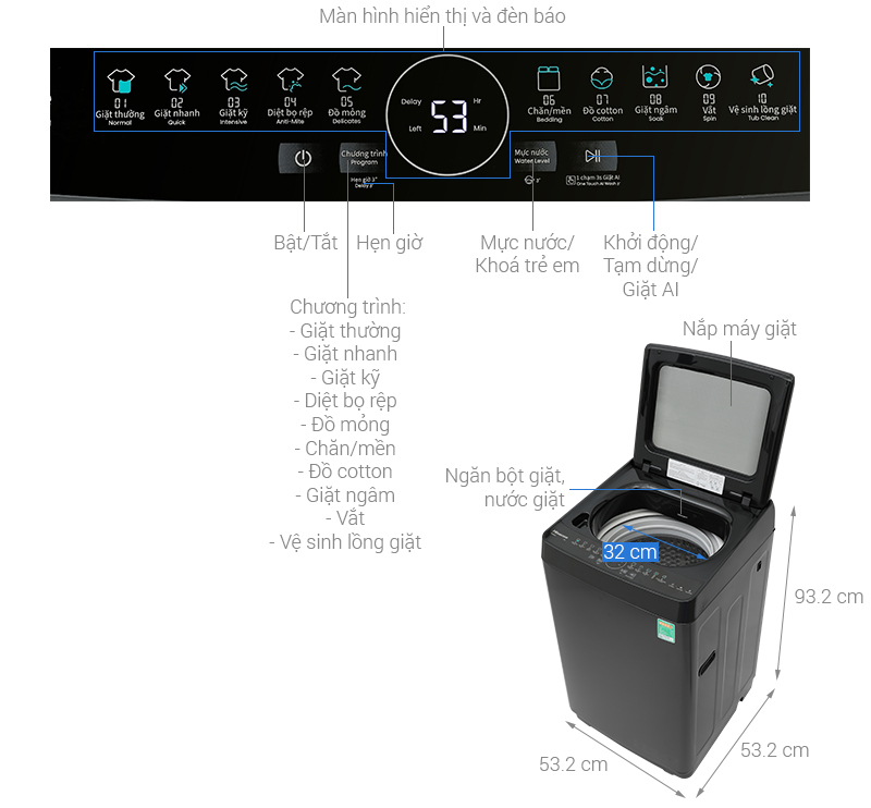 Máy giặt Hisense 8 kg WT80F30