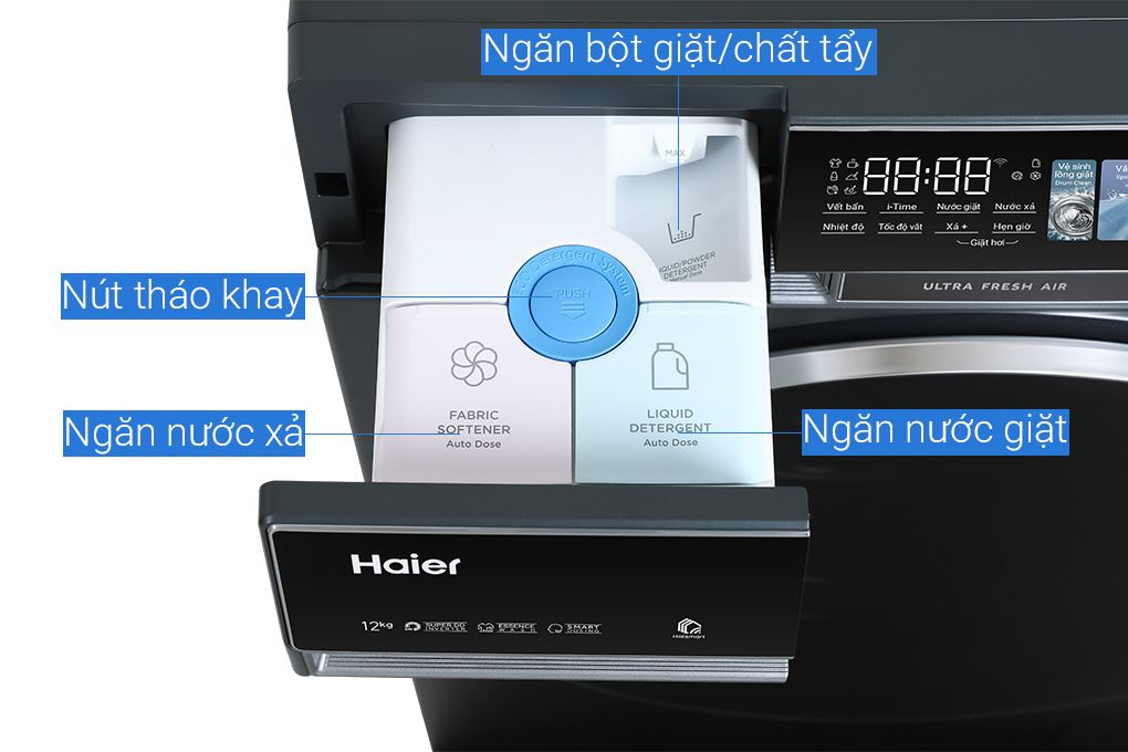 Máy giặt Haier X9 Inverter 12 kg HW120-BD14387GNU1 Màu Đen - Xám