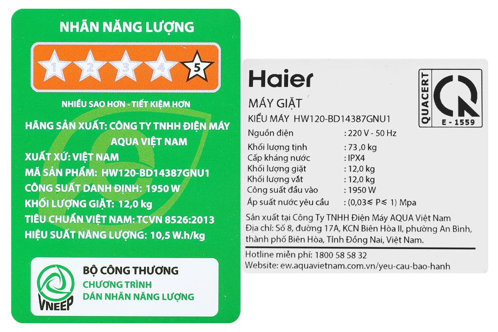 Máy giặt Haier X9 Inverter 12 kg HW120-BD14387GNU1 Màu Đen - Xám