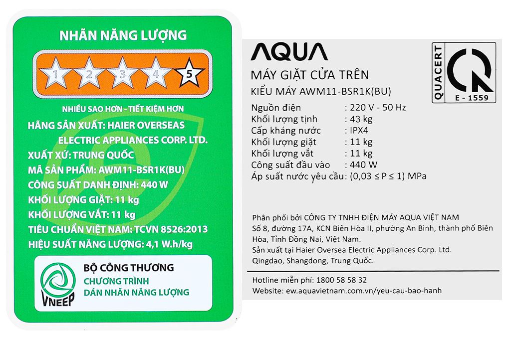 Máy giặt Aqua Inverter 11 kg AWM11-BSR1K(BU) - 11