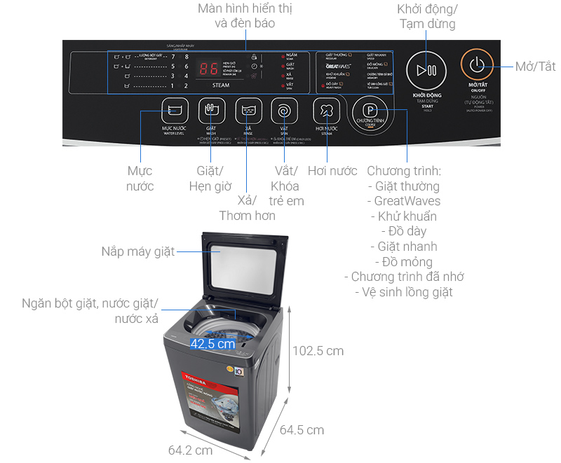 Máy giặt Toshiba Inverter 17 kg AW-T08DUH1800MV(MG)
