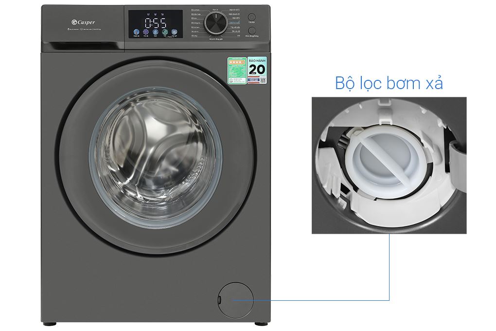 Máy giặt Casper Inverter 10.5 kg WF-D105VGR1 Màu Đen