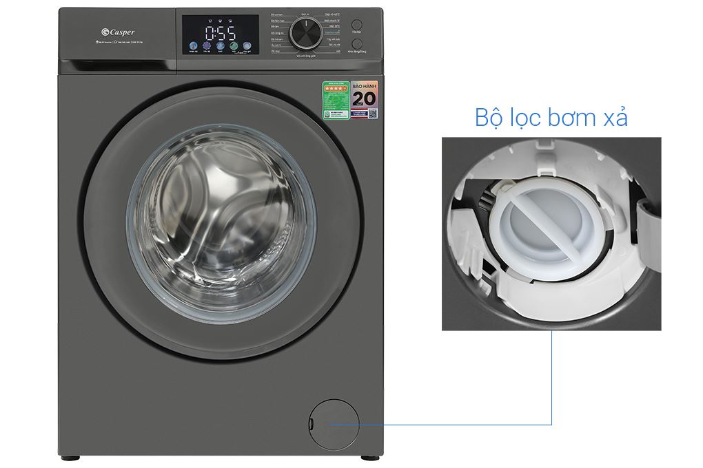 Máy giặt Casper Inverter 12.5 kg WF-D125VGR1 Màu Đen