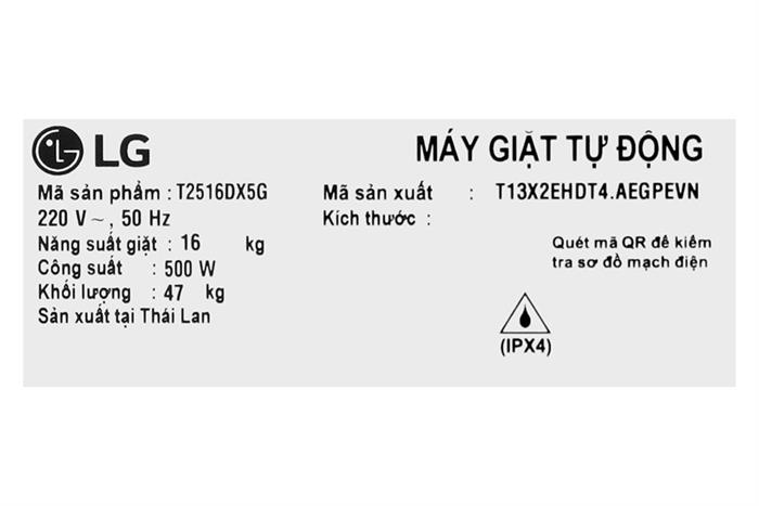 Máy giặt LG AI DD Inverter 16 kg T2516DX5G Màu Đen