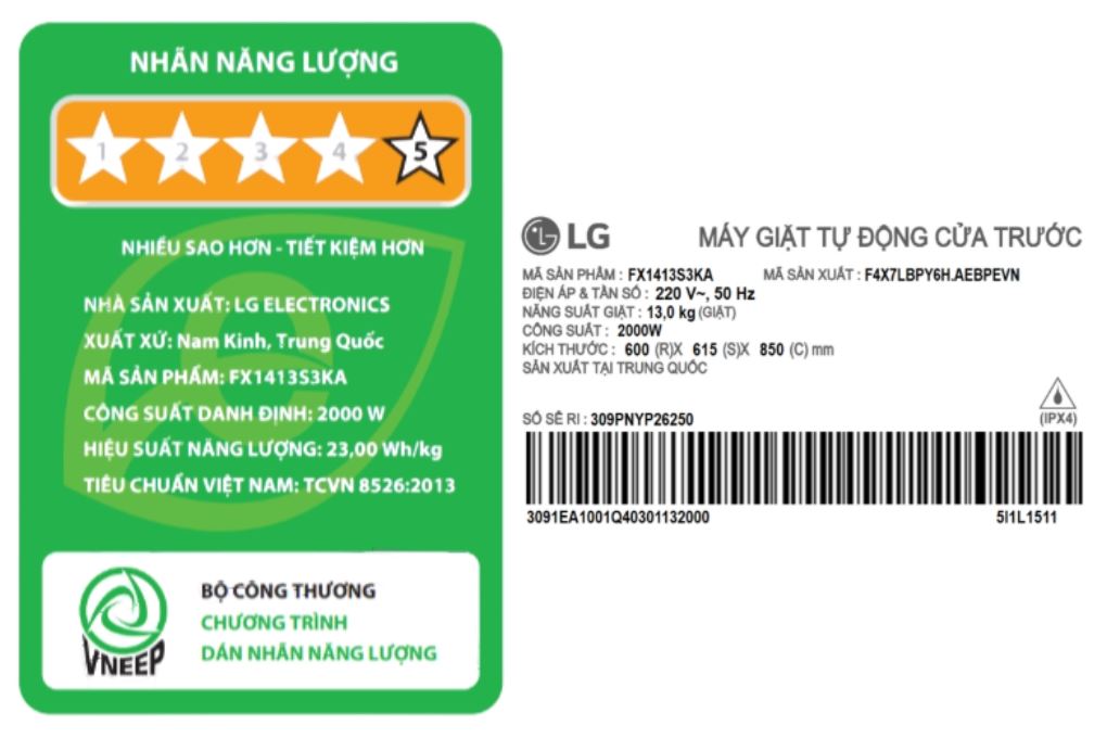 Máy giặt LG AI DD Inverter 13 kg FX1413S3KA Màu Đen
