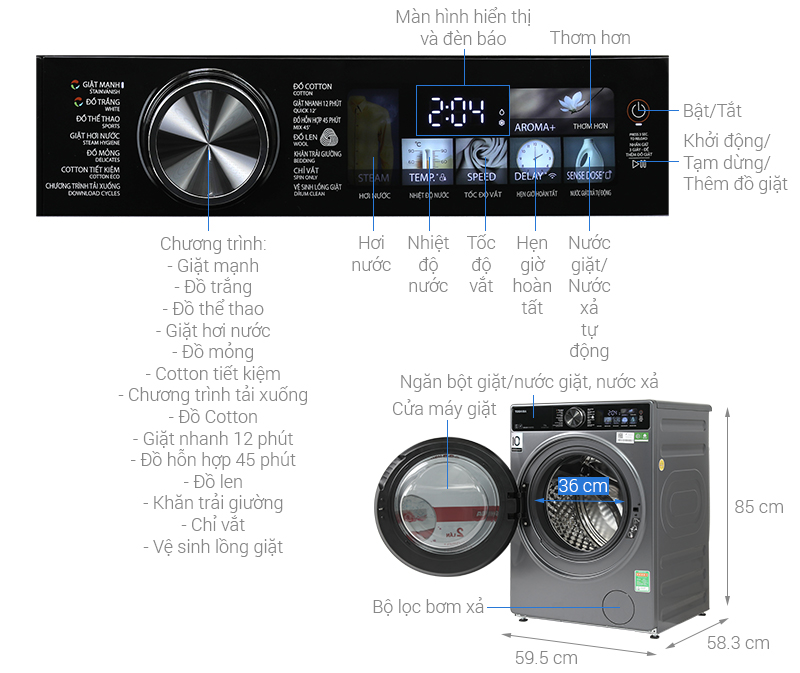 Máy giặt Toshiba Inverter 13 kg TW-T25BZP140MWV(MG)