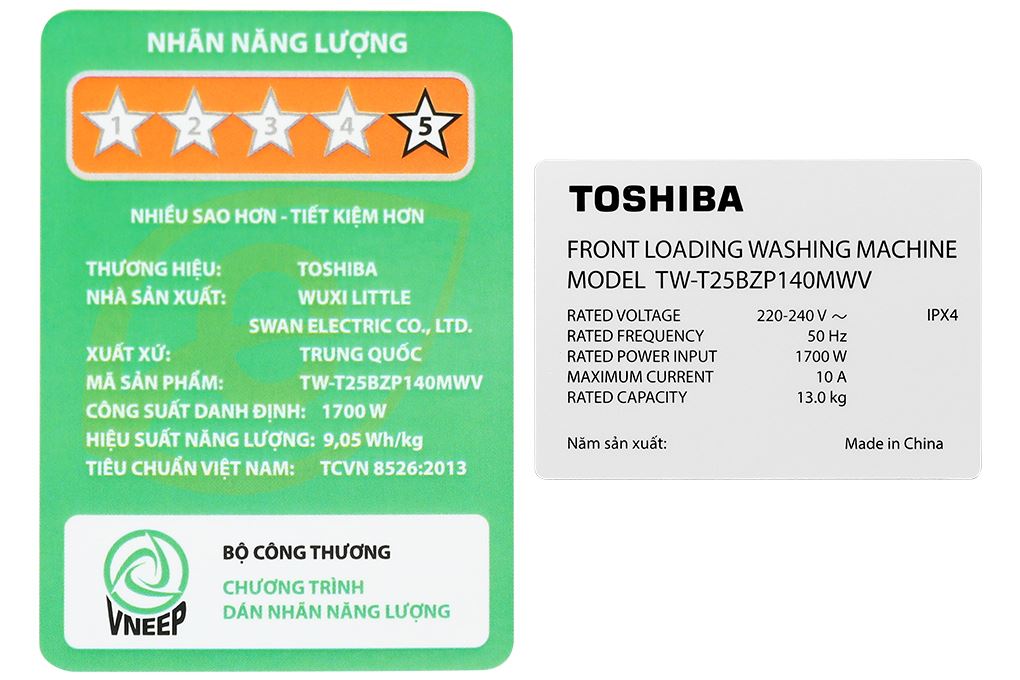 Máy giặt Toshiba Inverter 13 kg TW-T25BZP140MWV(MG) Màu Xám đậm