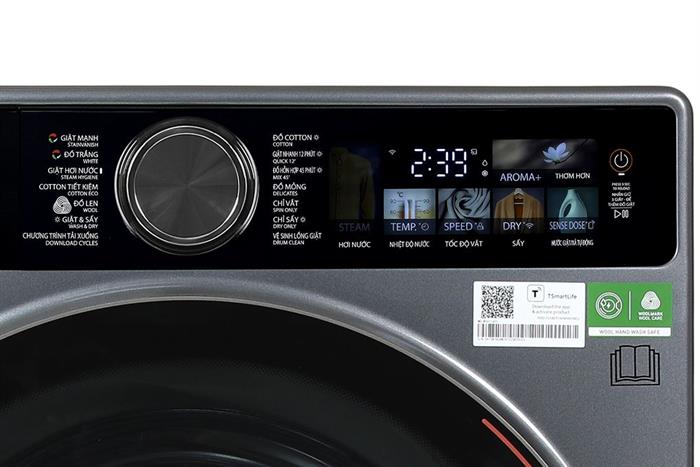 Máy giặt sấy Toshiba Inverter giặt 13 kg - sấy 8 kg TWD-T25BZP140MWV(MG) Màu Xám đậm