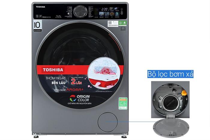 Máy giặt sấy Toshiba Inverter giặt 13 kg - sấy 8 kg TWD-T25BZP140MWV(MG) Màu Xám đậm