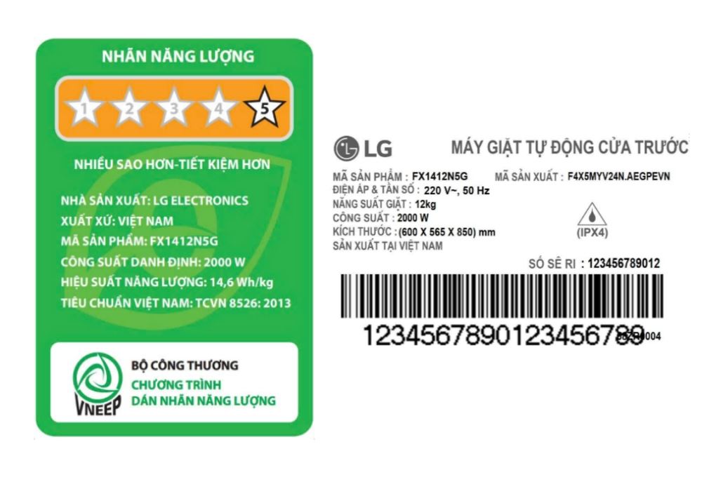 Máy giặt LG AI DD Inverter 12 kg FX1412N5G Màu Xám/Nâu nhạt/Xám than