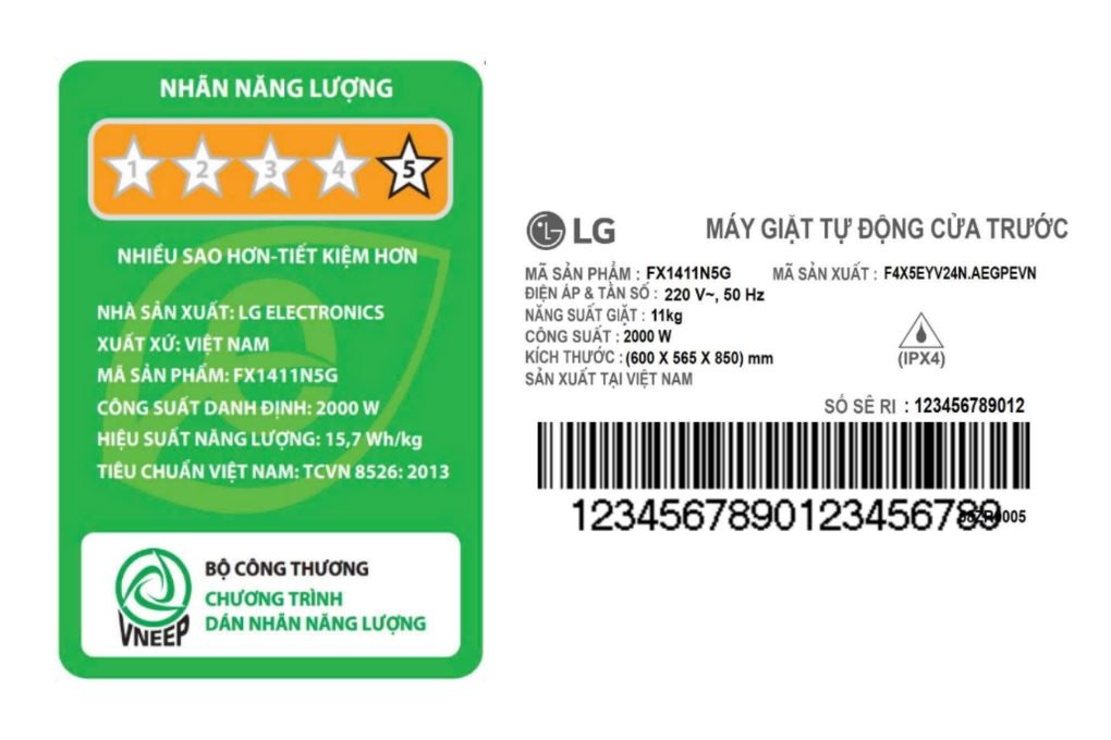 Máy giặt LG AI DD Inverter 11 kg FX1411N5G Màu Đen