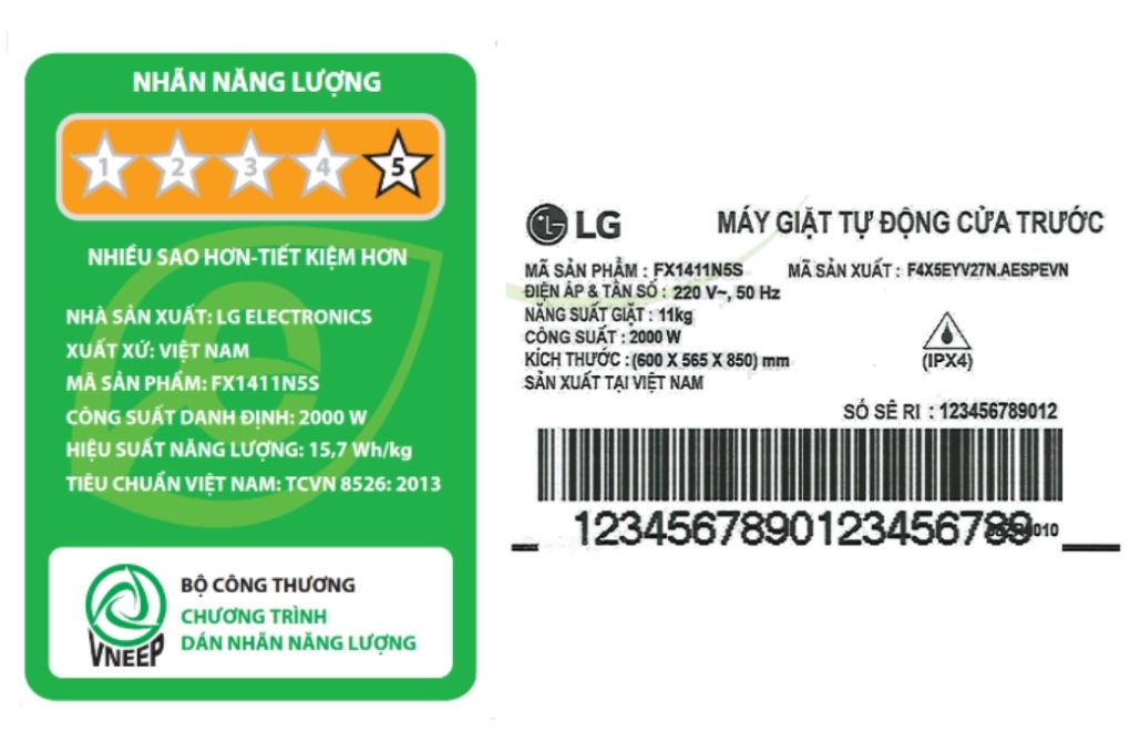 Máy giặt LG AI DD Inverter 11 kg FX1411N5S Màu Bạc