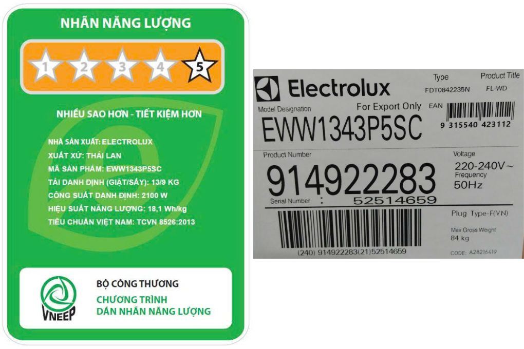 Máy giặt sấy Electrolux UltimateCare 500 Inverter 13 kg EWW1343P5SC Màu Đen