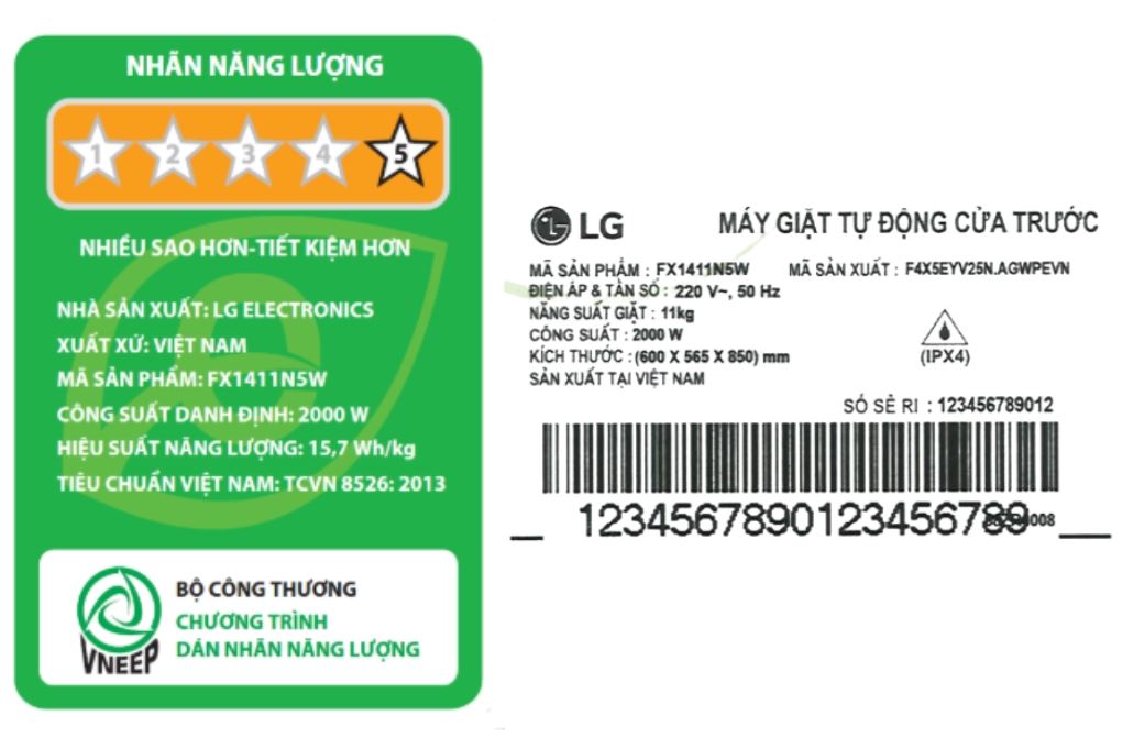 Máy giặt LG AI DD Inverter 11 kg FX1411N5W Màu Trắng