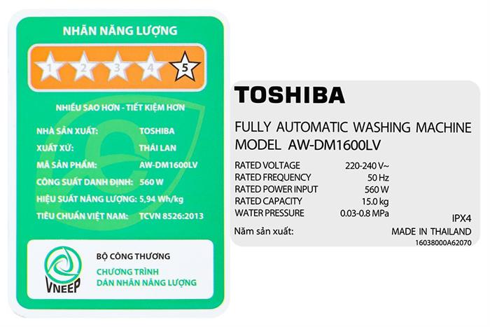 Máy giặt Toshiba Inverter 15 kg AW-DM1600LV(SG) Màu Xám đậm