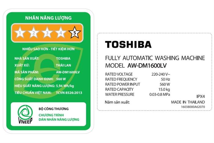 Máy giặt Toshiba Inverter 15 kg AW-DM1600LV(SG) Màu Xám đậm