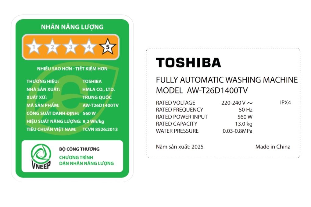 Máy giặt Toshiba Inverter 13 kg AW-T26D1400TV (MG) Màu Xám đậm