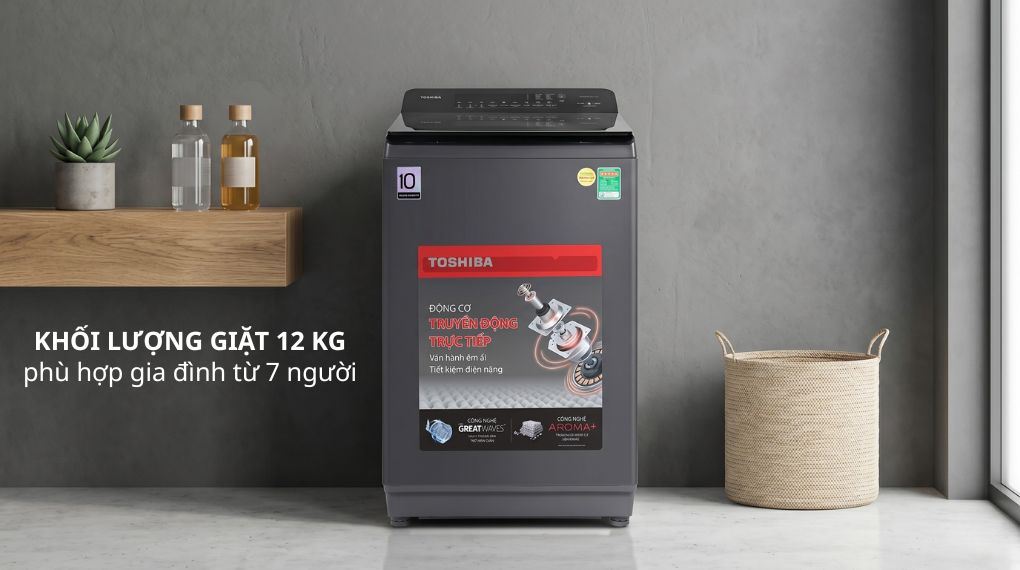 Máy giặt Toshiba Inverter 12 kg AW-T26D1300TV (MG) - Khối lượng giặt