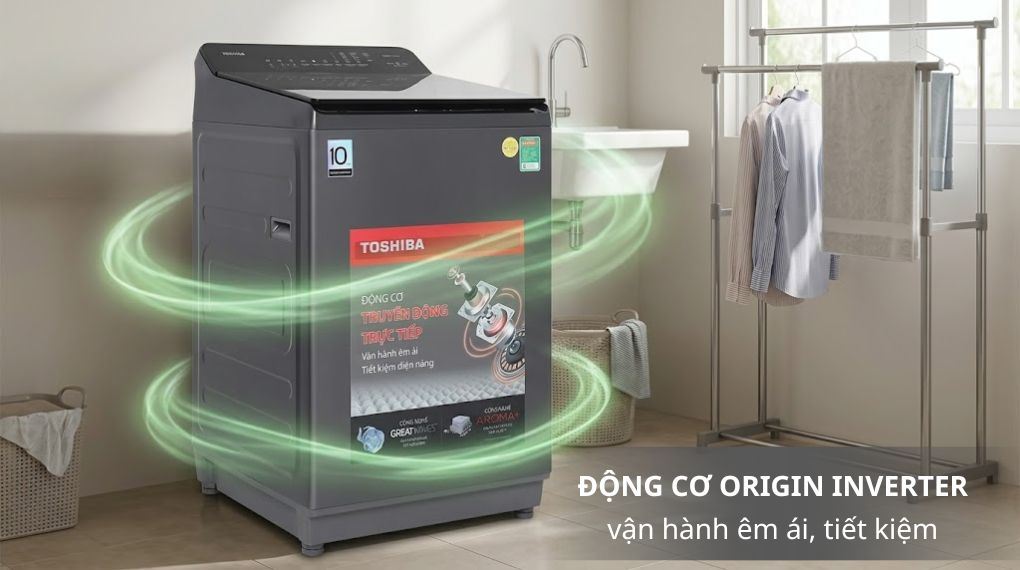 Máy giặt Toshiba Inverter 12 kg AW-T26D1300TV (MG) - Động cơ