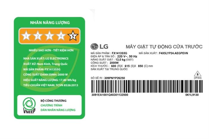 Máy giặt LG Inverter 13 kg FX1413S5G Màu Xám/Nâu nhạt/Xám than