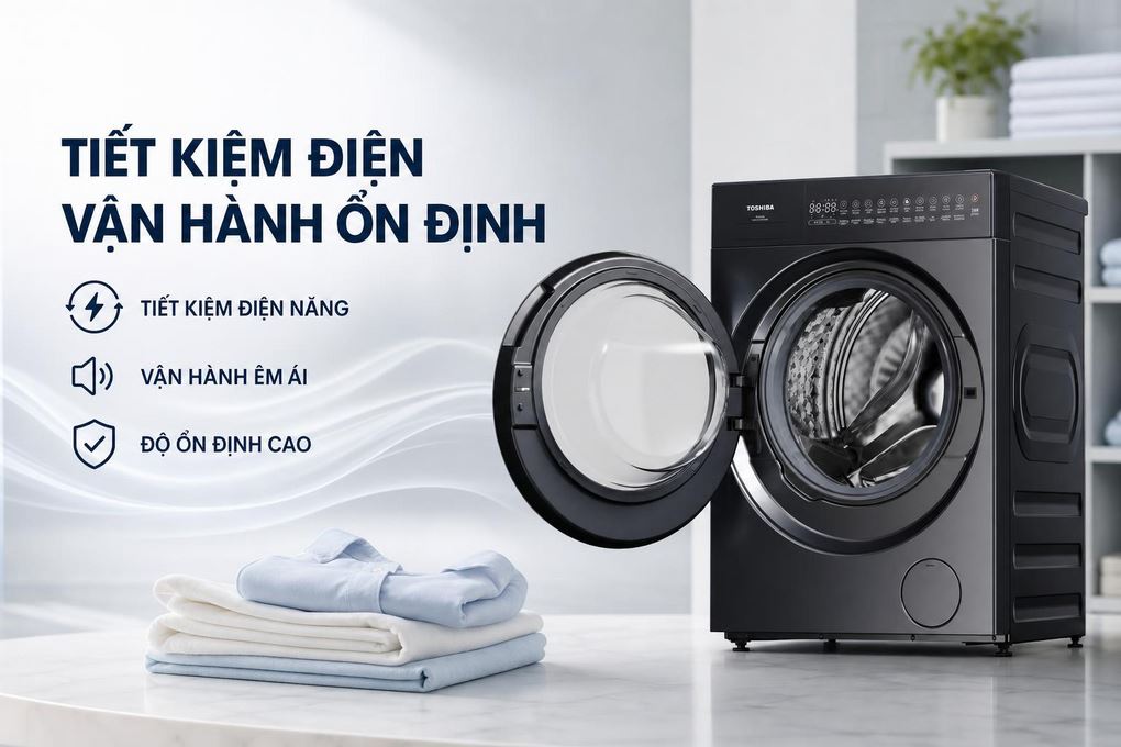 Tiết kiệm điện và vận hành ổn định hơn - Máy giặt sấy Toshiba Inverter giặt 15 kg - sấy 9 kg TWD-T35BP160MWV(MG)
