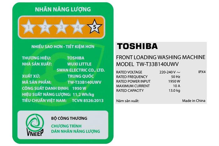 Máy giặt Toshiba Inverter 13 kg TW-T33B140UWV(MK) Màu Đen