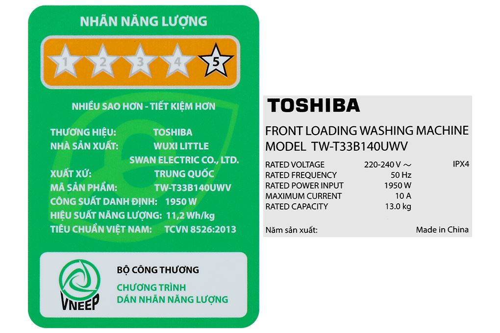 Máy giặt Toshiba Inverter 13 kg TW-T33B140UWV(MK) Màu Đen