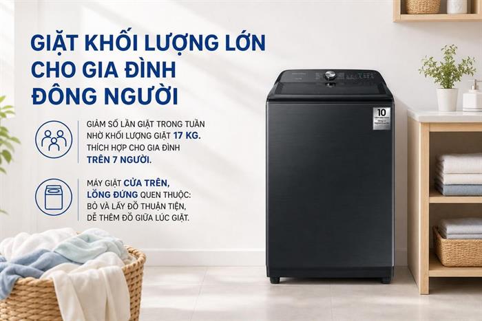 Máy giặt Samsung Ecobubble Inverter 17 kg WA40F17E7CSV Màu Đen - Xám