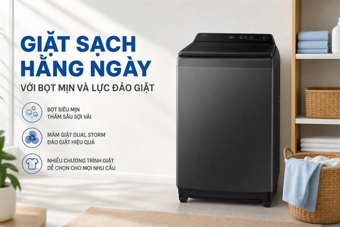 Máy giặt Samsung Ecobubble Inverter 17 kg WA40F17E7CSV Màu Đen - Xám