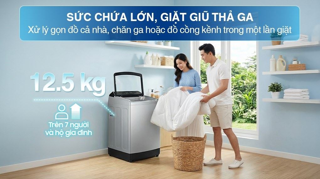 Máy giặt Samsung Ecobubble Inverter 12.5 kg WA40F12E4LSV - Khối lượng giặt Máy giặt Samsung Ecobubble Inverter 12.5 kg WA40F12E4LSV - Khối lượng giặt