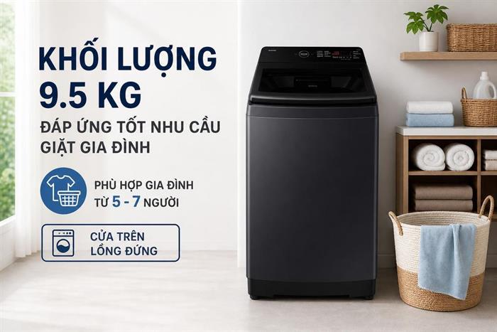 Máy giặt Samsung Ecobubble Inverter 9.5 kg WA40F95E1CSV Màu Đen - Xám