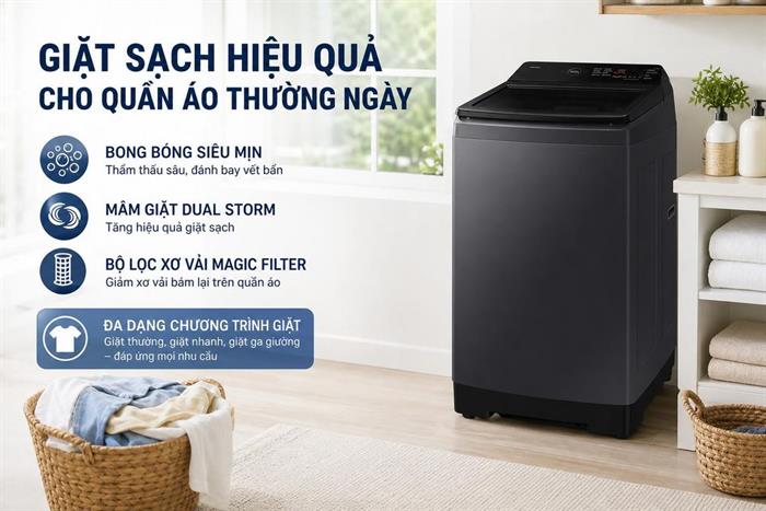 Máy giặt Samsung Ecobubble Inverter 9.5 kg WA40F95E1CSV Màu Đen - Xám