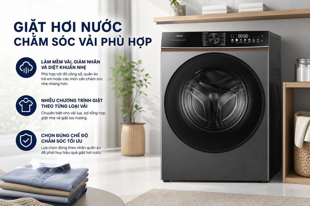 Máy giặt Aqua Inverter 9.5 kg AW95-BP4657M(B) - Giặt hơi nước và chăm sóc vải phù hợp Máy giặt Aqua Inverter 9.5 kg AW95-BP4657M(B) - Giặt hơi nước và chăm sóc vải phù hợp